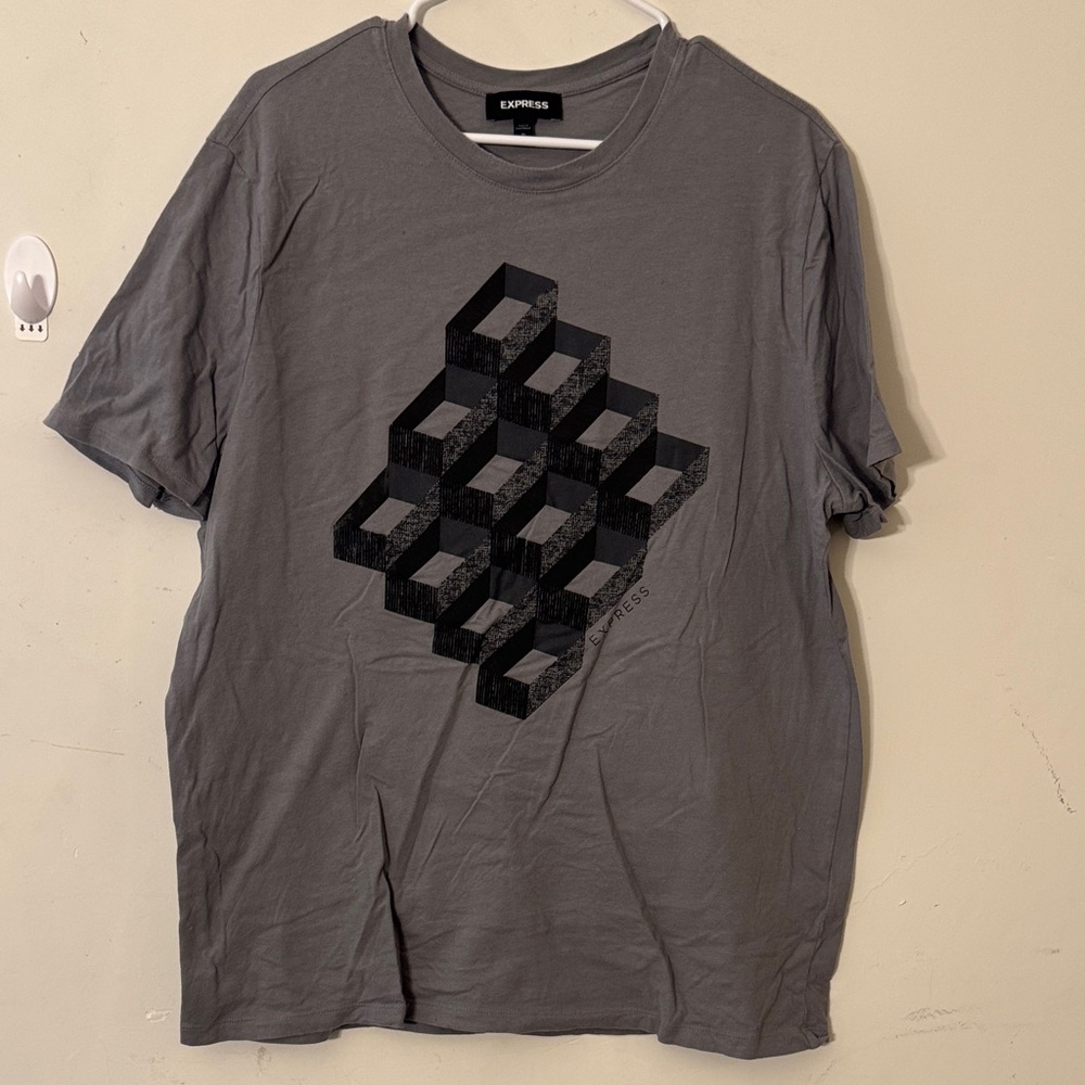Express Charcoal 3D Cube Men's Tee